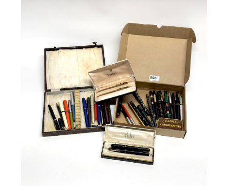 A quantity of vintage fountain pens etc.