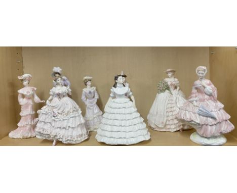 A group of eight Coalport and Royal Worcester figurines.