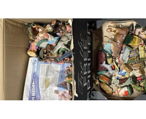 A very large box of vintage Nativity figures.