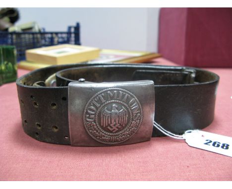 An Original German Army Third Reich Leather Belt and Buckle, "Gott Mit Uns".