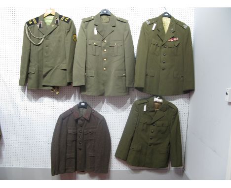 Five Post War Soviet Bloc Military Tunics, Red Army noted.