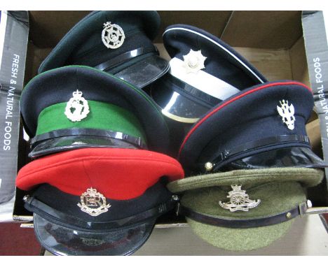 Six Second Half XX Century British Military Peaked Caps, including Royal Artillery, Royal Military Police, Royal Army Dental 