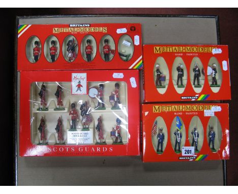 Four Modern 1:32nd Scale Britians White Metal Model Military Figure Sets, (twenty four figures in total) including Hamleys ed