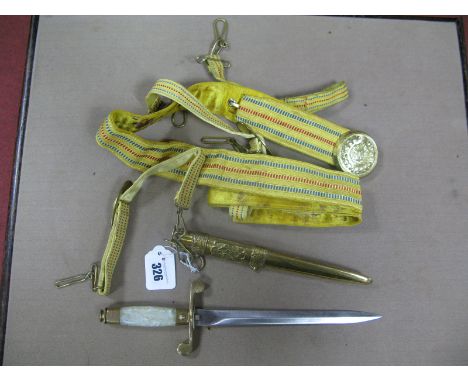 A Second Half XX Century Romanian Army Officers Dress Dagger and Belt.