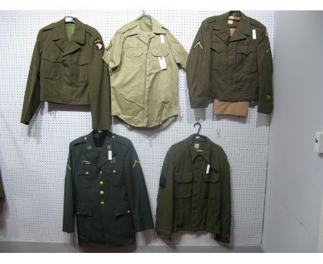 Five Post War United States Military Tunic, Shirt, Army Rangers and Airborne noted.