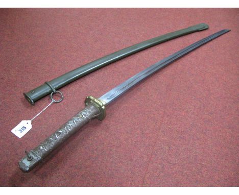 A WWII Period Japanese NCO's Sword, molded grip stamped and fullered blade stamped with proof mark and No. 40893, plus correc