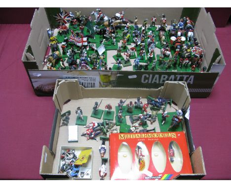 Approximately One Hundred Plastic and White Metal Model Military Figures, both mounted and foot, with an approximate scale of