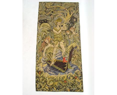 A wool tapestry depicting the green man and attendants.
185 x 88cm. 