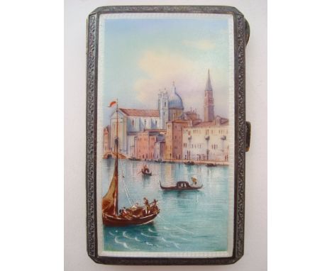 An early 20th Century continental silver gilt and enamel cigarette case, import marks for London 1927 by F. B Reynolds.  Of r