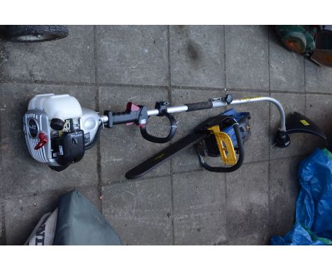 A SPEAR AND JACKSON SPJGT30 PETROL STRIMMER together with a Royal rbk4645 petrol chainsaw (2)