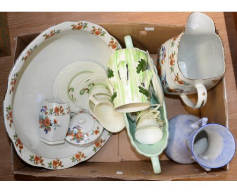 A Royal Doulton circa 1930s part tea set with a wash jug and bowl, vases, etc 