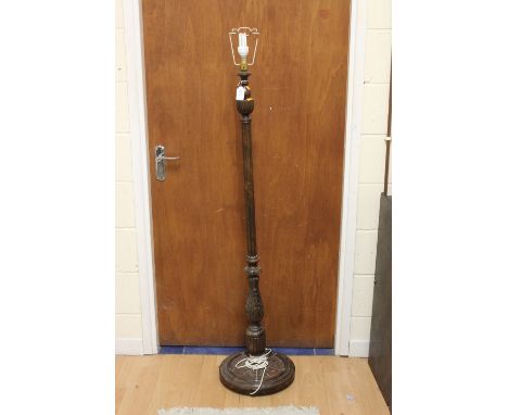 A mid 20th Century beech standard lamp, 168cm high