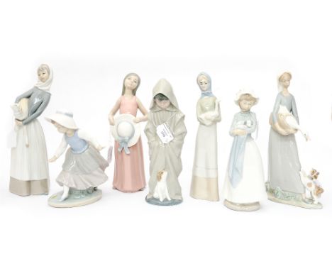 A collection of Spanish figures to include Lladro, Nao, etc (7) 