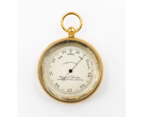 A Pocket Barometer by Curry & Paxton of London, Liverpool and Bristol. Engraved to reverse "To George H Shipley from James Ma