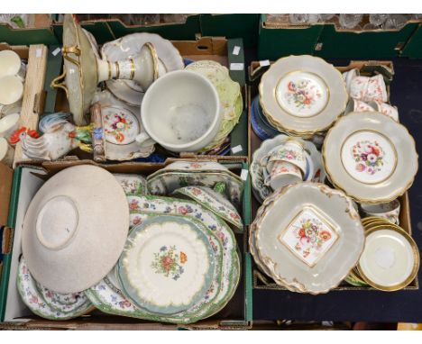 A collection of tea and dinner ware to include, a part Rockingham style service, Spode, etc (three boxes) 