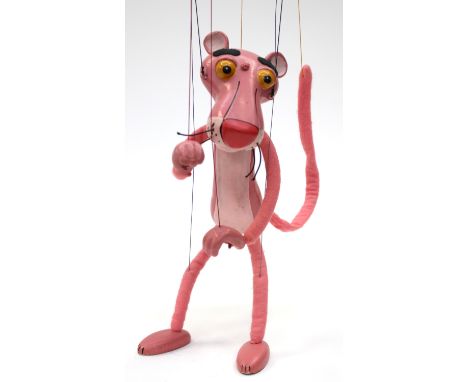Pelham: An unboxed 'Pink Panther' puppet, wooden body with felt arms and legs. (1)