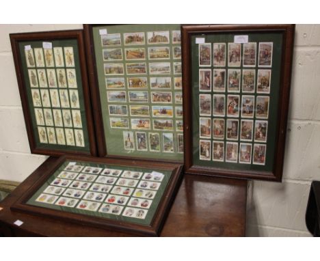 Four framed cigarette card collections, comprising Ogdens Owners Racing Colours and Jockeys, 'Overseas Dominions Australia', 