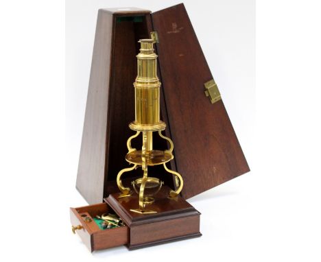 Monocular microscope in mahogany case