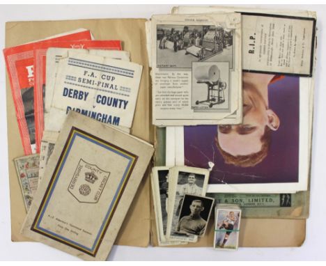 A parcel of assorted sporting memorabilia to include: a pair of Derby County v. Birmingham City F.A. Cup Semi-Final 1946 souv