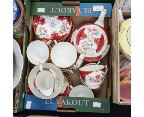 A Coalport 'Rosemary' teaset, comprising teapot, cups, saucers, side plates, cream jug, etc 