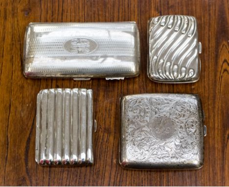 An early George V silver pocket cigar case, gilt lined, Joseph Gloster Ltd, Birmingham 1912, a silver cigarette case, inscrib