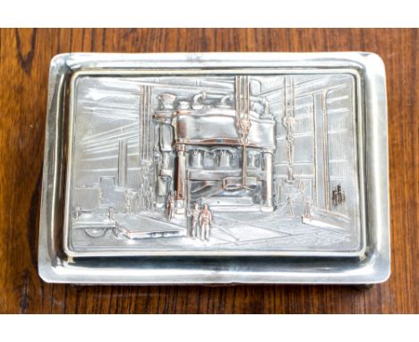A silver plated Camel Laird embossed cigarette box