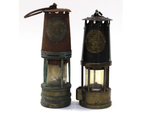 An Eccles miners lamp and an older version, both with tag No.s (2) 