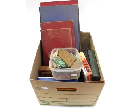 A quantity of vintage board games and playing cards, Chess set, plus, boxed, Victorian building blocks