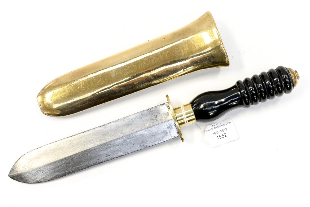 A reproduction deep sea divers knife, Black bakelite handle, brass
