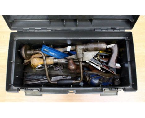 A tool box of vintage, modern and obsolete tools and parts 