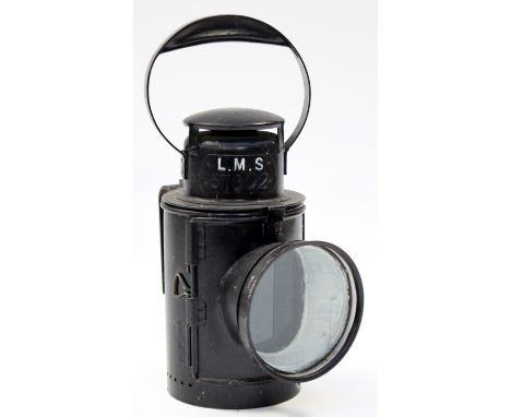LMS guards lamp with three colour glass, serial no D67802 