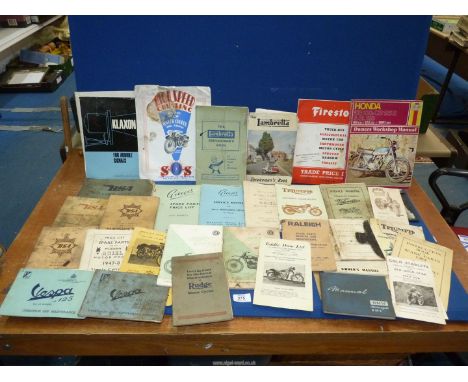 A quantity of vintage motorcycle manuals, price lists, service books, etc. to include: two BSA Gold star 350cc and 500cc main