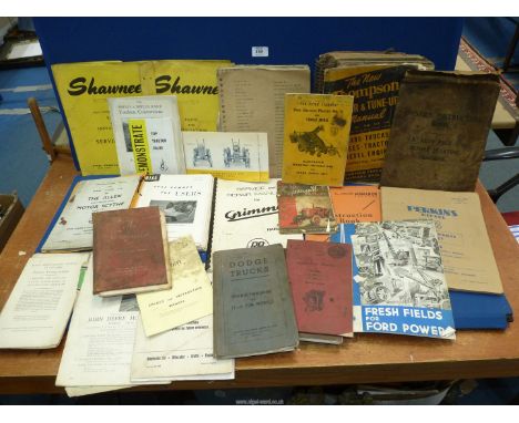 A quantity of miscellaneous engine and tractor manuals to include: Shawnee Warrior excavator, Fyson Farm elevator, The New Th