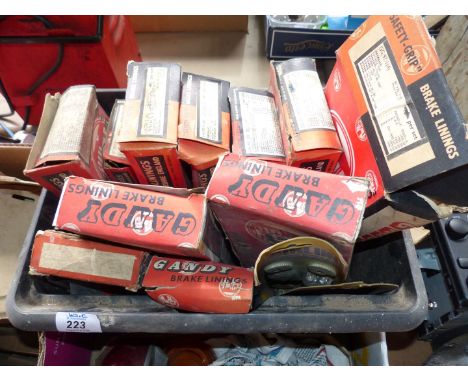 A box of vintage brake linings.