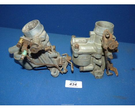 Two Zenith downdraught carburettors, no's. C1565 and 2655-C1325.