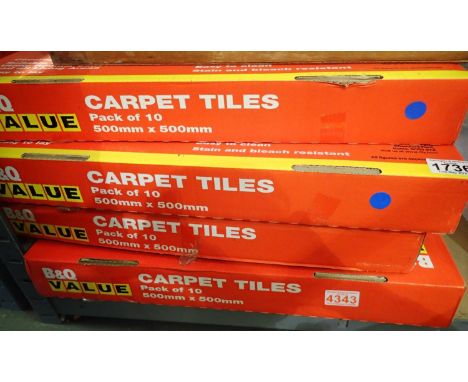 Forty B&amp;Q carpet tiles, each 500 x 500 mm. Not available for in-house P&amp;P, contact Paul O'Hea at Mailboxes on 01925 6