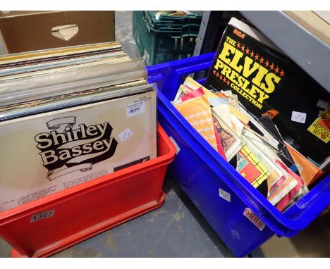 Two boxes of mixed LPs to include the Elvis Presley collection and Cliff Richard. Not available for in-house P&amp;P, contact