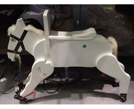Childs vintage wooden rocking horse. Not available for in-house P&amp;P, contact Paul O'Hea at Mailboxes on 01925 659133 
