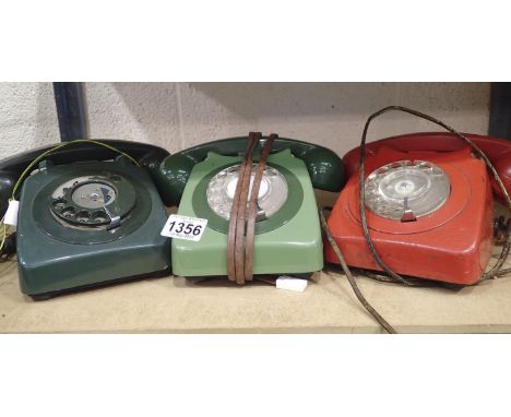Three vintage GPO rotary phones. Not available for in-house P&amp;P, contact Paul O'Hea at Mailboxes on 01925 659133 