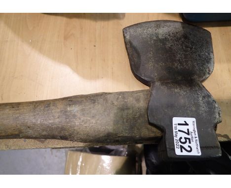 Wooden handled felling axe, L: 60 cm. Not available for in-house P&amp;P, contact Paul O'Hea at Mailboxes on 01925 659133 