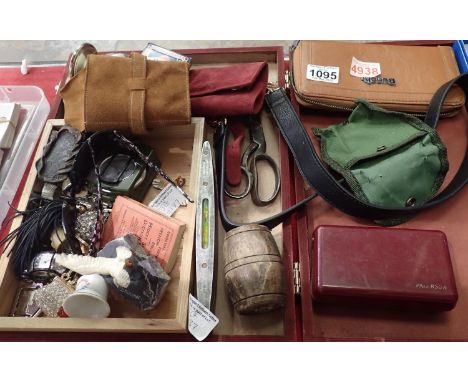 Quantity of mixed items including compass, purses etc. Not available for in-house P&amp;P, contact Paul O'Hea at Mailboxes on