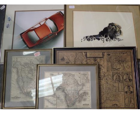 Three framed and glazed maps to include a John Speed print. Not available for in-house P&amp;P, contact Paul O'Hea at Mailbox
