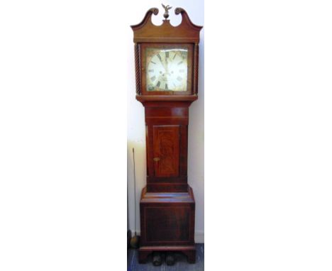 A MAHOGANY CASED 8-DAY LONGCASE CLOCK  the enamel dial with subsidiary seconds dial and calendar aperture signed 'rob. Gullif