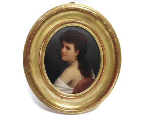 BRITISH SCHOOL (LATE 19TH CENTURY)  Portrait of a young lady,  oil on panel, signed with monogram 'FB' lower left, 29cm x 23.