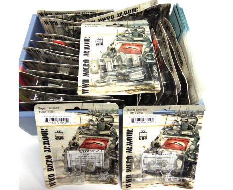 TWENTY-EIGHT 1/285 SCALE WWII MICRO ARMOUR WHITE METAL PACKS  each carded and unopened.