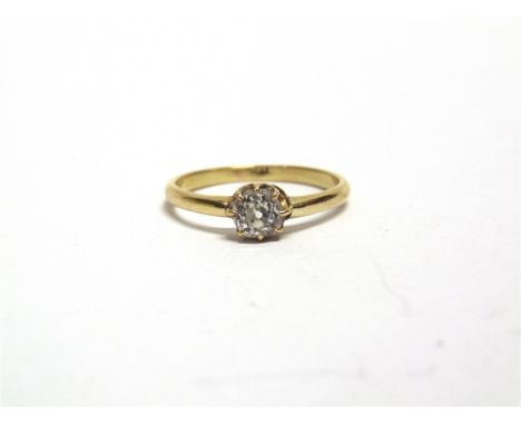 A SINGLE STONE DIAMOND RING  stamped '18c', the old brilliant cut of approximately 0.5 carats, finger size R, 2.5g gross