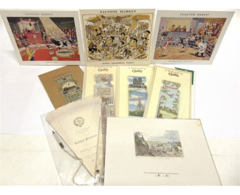ASSORTED EPHEMERA &amp; COLLECTABLES  comprising three F.L. Hunt &amp; Sons 'Taunton Market' Christmas cards, for 1953, 1955 
