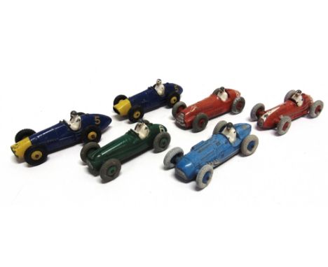 SIX DINKY DIECAST MODEL RACING CARS  circa 1950s, variable condition, all unboxed. 