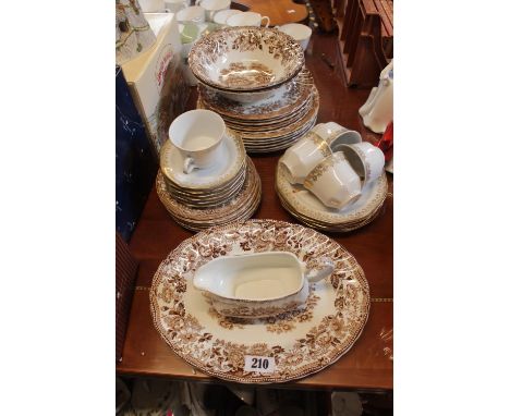 Myott Tonquin pattern part dinner service and a Bavarian gilded set of tea cups and saucers 