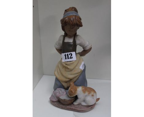 Lladro Gres figure of a Girl with Puppy 